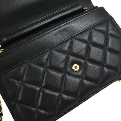 Chanel Black Lambskin Classic WOC Wallet on Chain Bag