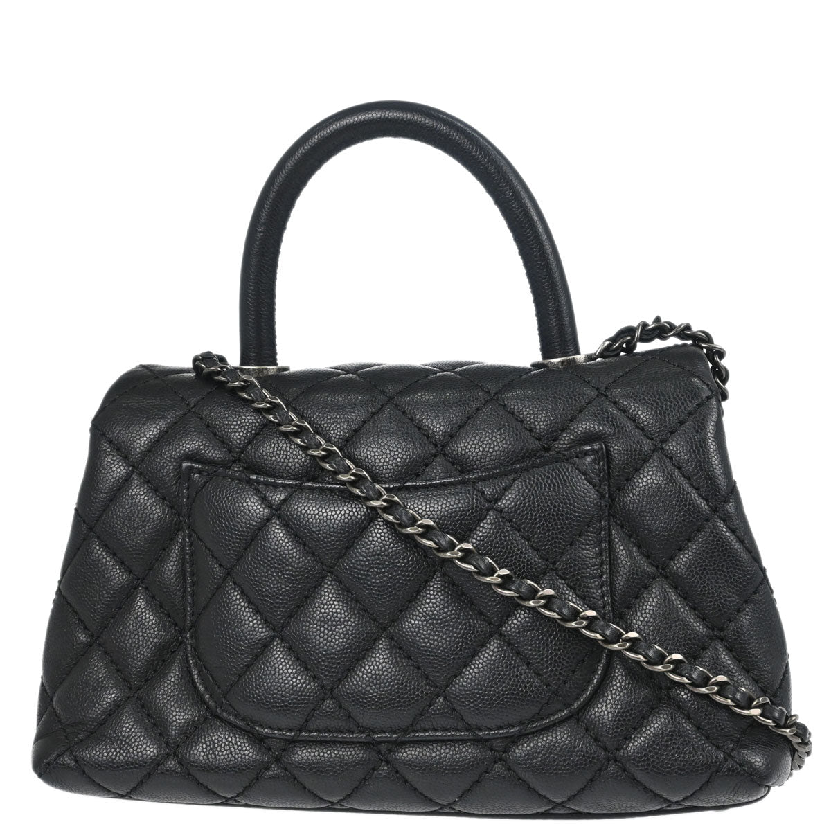 Chanel Black Caviar Skin Coco Handle 2way Shoulder Handbag