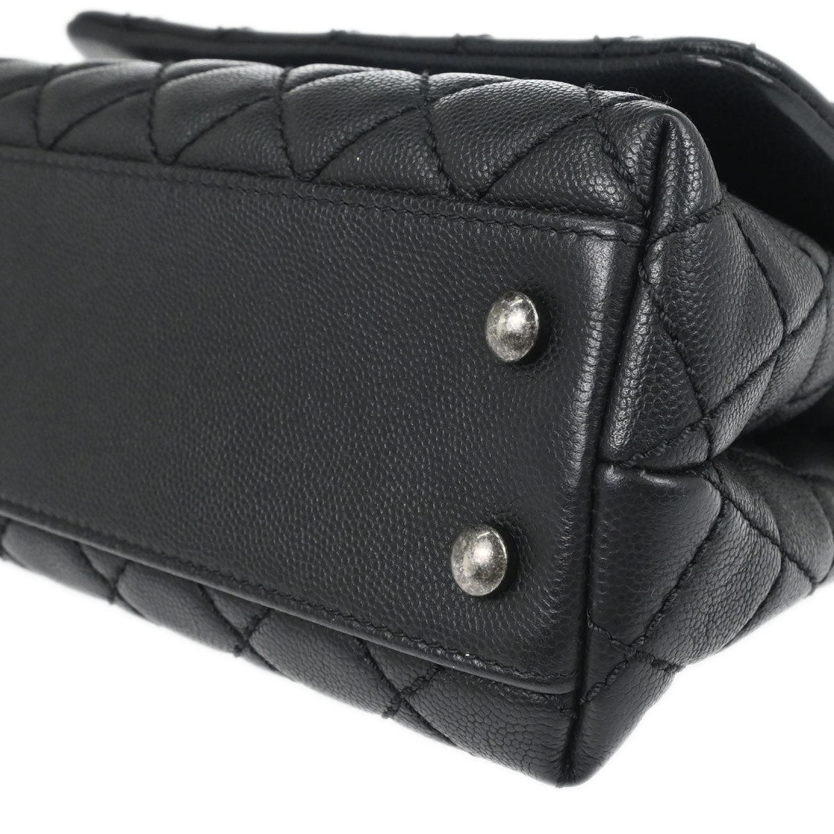 Chanel Black Caviar Skin Coco Handle 2way Shoulder Handbag