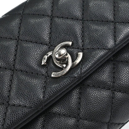Chanel Black Caviar Skin Coco Handle 2way Shoulder Handbag