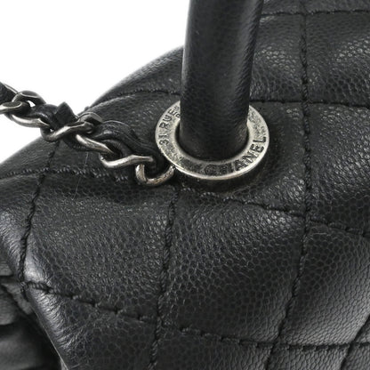 Chanel Black Caviar Skin Coco Handle 2way Shoulder Handbag
