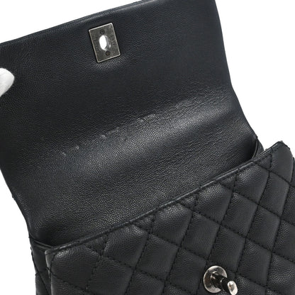 Chanel Black Caviar Skin Coco Handle 2way Shoulder Handbag