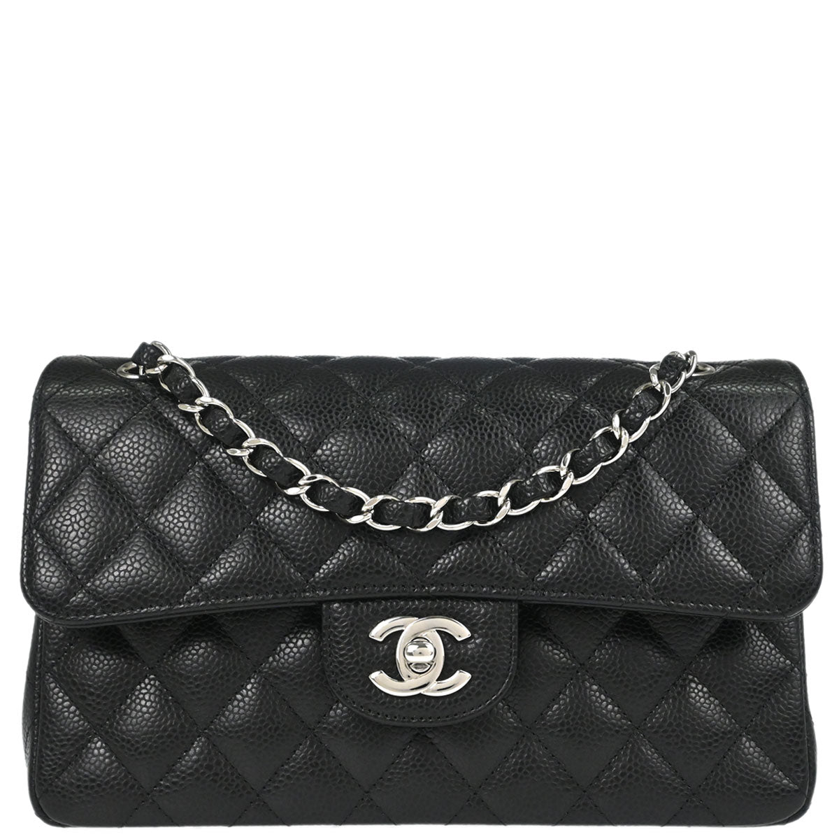 Chanel Black Caviar Skin Small Classic Double Flap Shoulder Bag