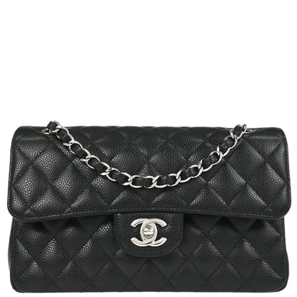 Chanel Black Caviar Skin Small Classic Double Flap Shoulder Bag