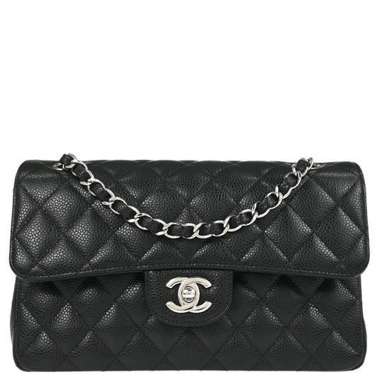 Chanel Black Caviar Skin Small Classic Double Flap Shoulder Bag