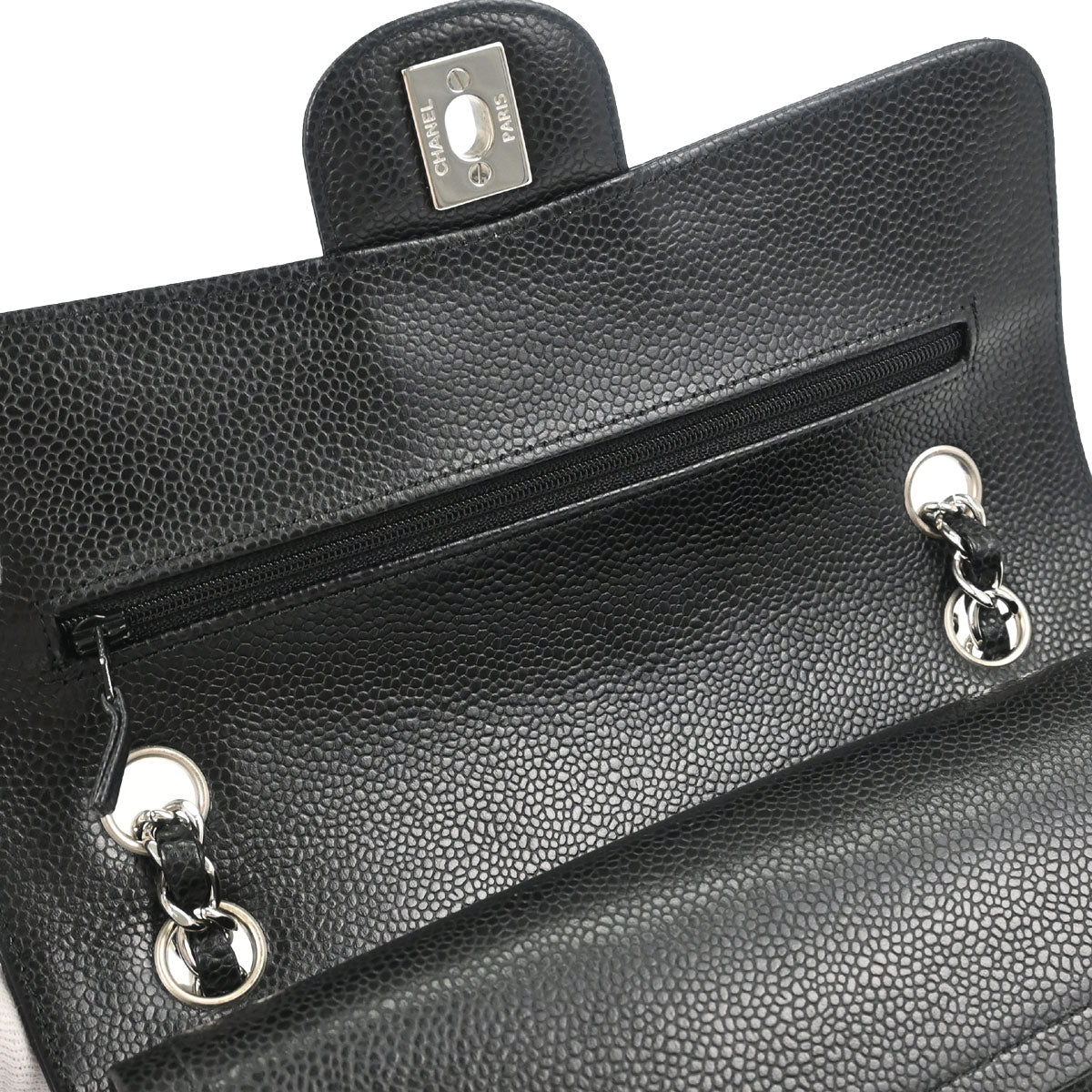 Chanel Black Caviar Skin Small Classic Double Flap Shoulder Bag