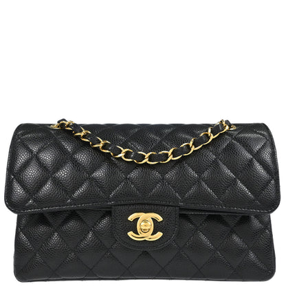 Chanel Black Caviar Skin Small Classic Double Flap Shoulder Bag