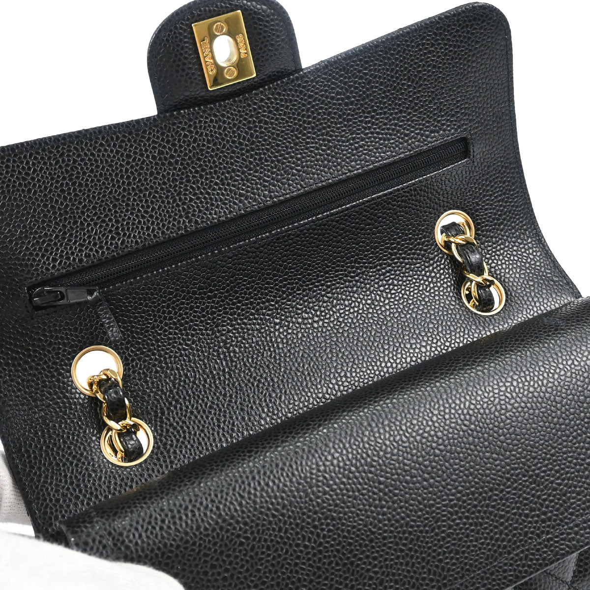 Chanel Black Caviar Skin Small Classic Double Flap Shoulder Bag