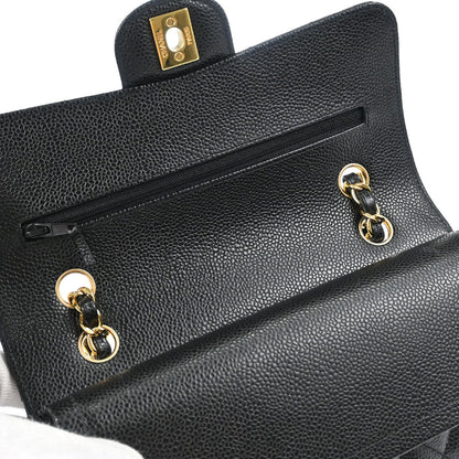 Chanel Black Caviar Skin Small Classic Double Flap Shoulder Bag