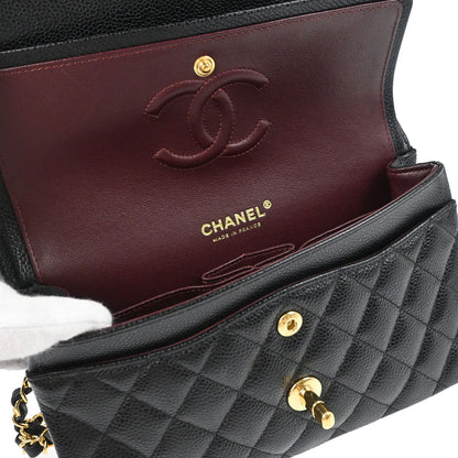 Chanel Black Caviar Skin Small Classic Double Flap Shoulder Bag