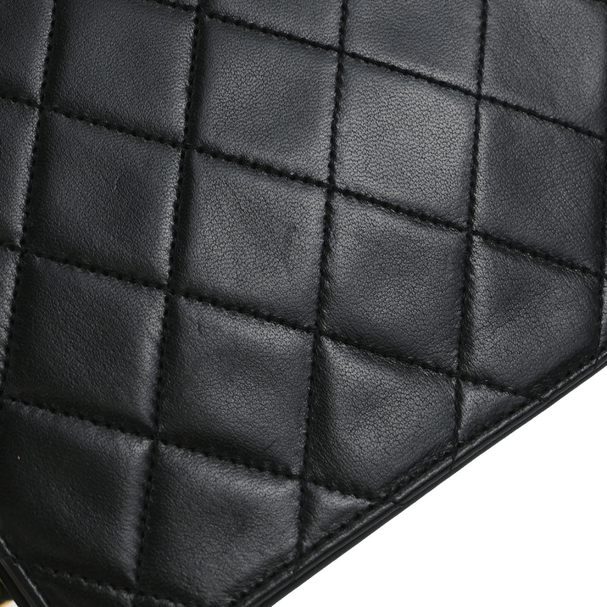 Chanel Black Lambskin Pushlock Medium Half Flap Shoulder Bag