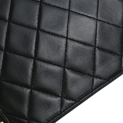 Chanel Black Lambskin Pushlock Medium Half Flap Shoulder Bag