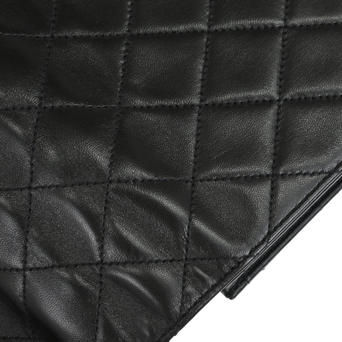 Chanel Black Lambskin Pushlock Medium Half Flap Shoulder Bag