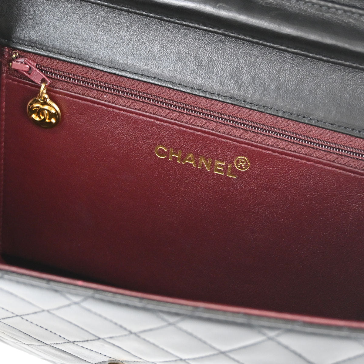 Chanel Black Lambskin Pushlock Medium Half Flap Shoulder Bag