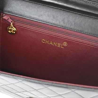 Chanel Black Lambskin Pushlock Medium Half Flap Shoulder Bag