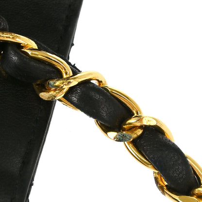 Chanel Black Lambskin Pushlock Medium Half Flap Shoulder Bag