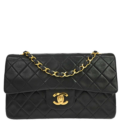 Chanel Black Lambskin Small Classic Double Flap Shoulder Bag