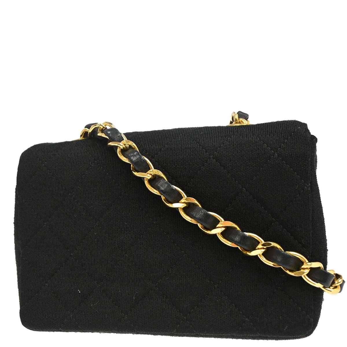 Chanel Black Cotton Straight Flap Shoulder Bag