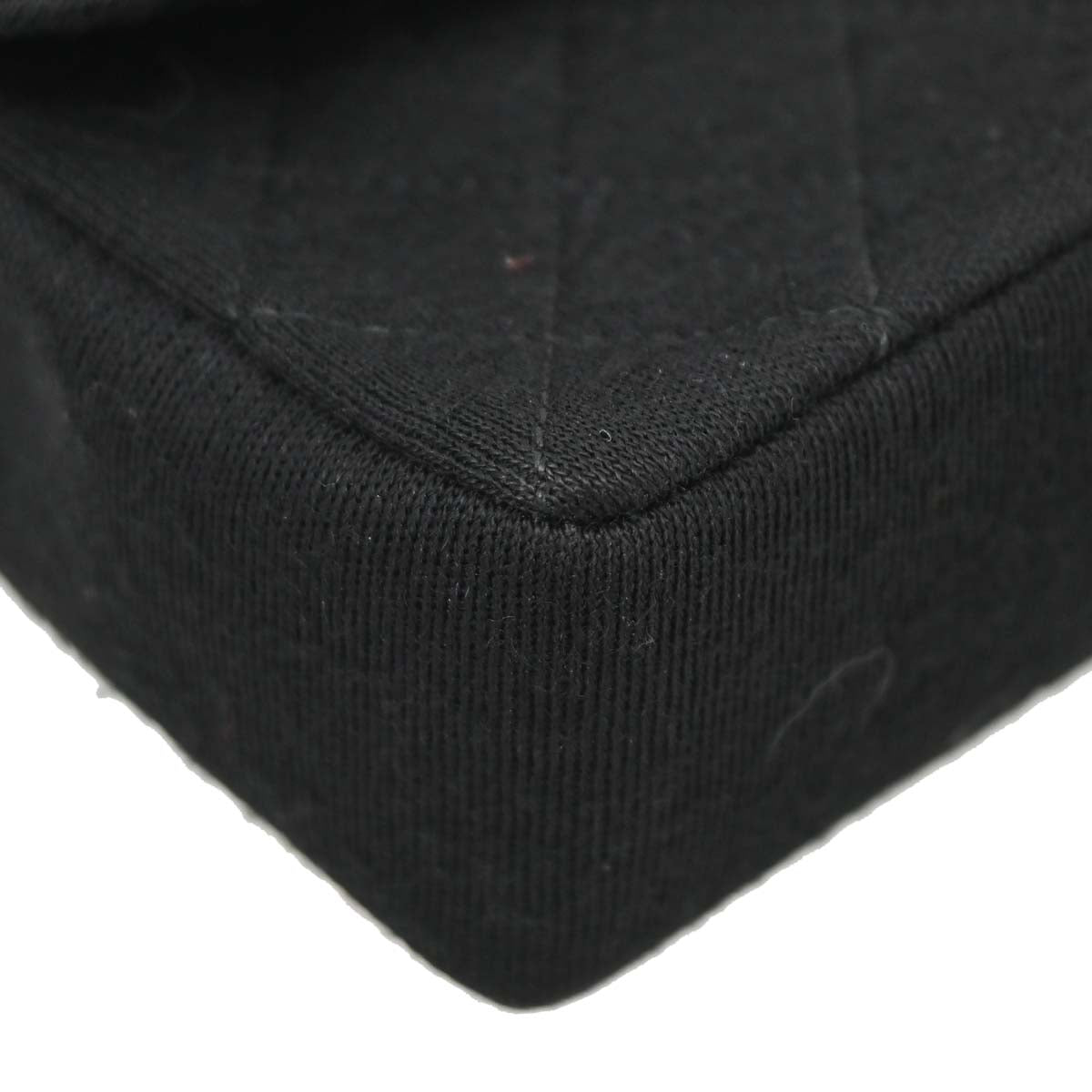 Chanel Black Cotton Straight Flap Shoulder Bag