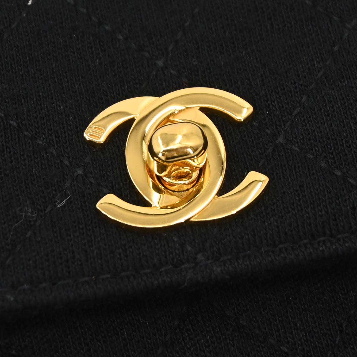 Chanel Black Cotton Straight Flap Shoulder Bag
