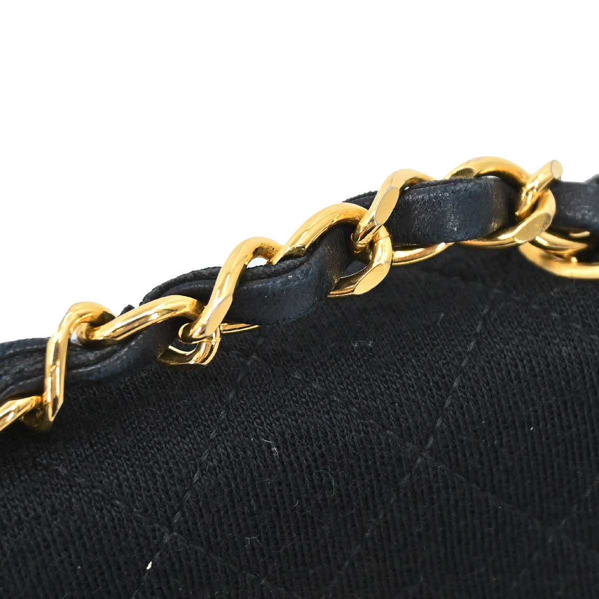 Chanel Black Cotton Straight Flap Shoulder Bag