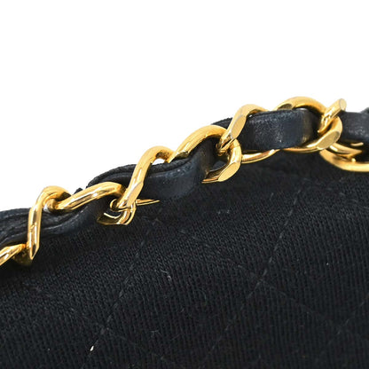 Chanel Black Cotton Straight Flap Shoulder Bag