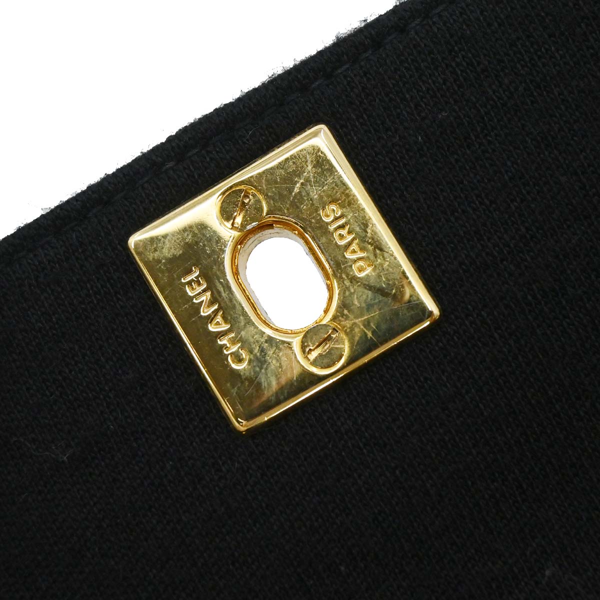 Chanel Black Cotton Straight Flap Shoulder Bag