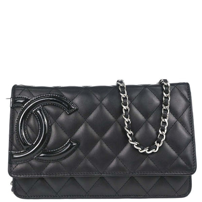 Chanel Black Calfskin Cambon Ligne WOC Wallet on Chain Shoulder Bag