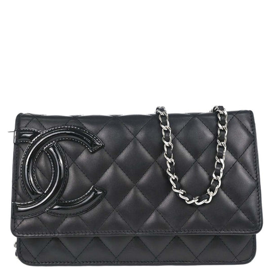 Chanel Black Calfskin Cambon Ligne WOC Wallet on Chain Shoulder Bag