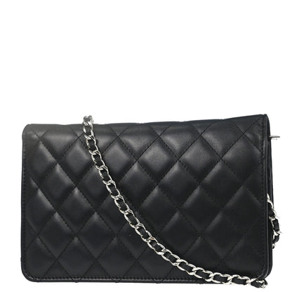 Chanel Black Calfskin Cambon Ligne WOC Wallet on Chain Shoulder Bag