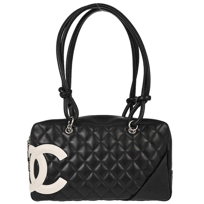 Chanel 2005-2006 Black Calfskin Cambon Ligne Bowling Bag 27