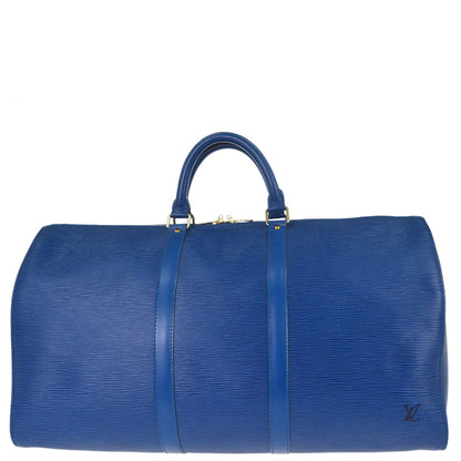Louis Vuitton Blue Epi Keepall 50 Travel Handbag M42965