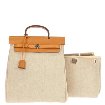Hermes Natural Toile H Herbag a Dos 2 in 1 Backpack