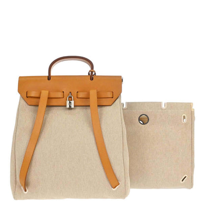 Hermes Natural Toile H Herbag a Dos 2 in 1 Backpack