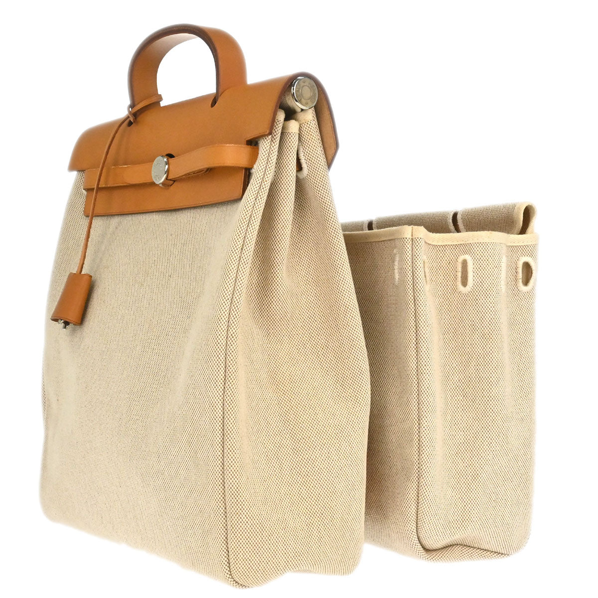 Hermes Natural Toile H Herbag a Dos 2 in 1 Backpack
