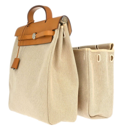 Hermes Natural Toile H Herbag a Dos 2 in 1 Backpack
