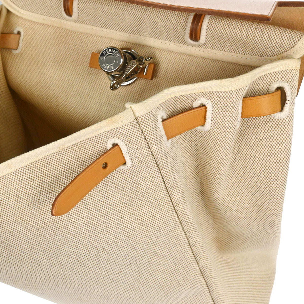 Hermes Natural Toile H Herbag a Dos 2 in 1 Backpack