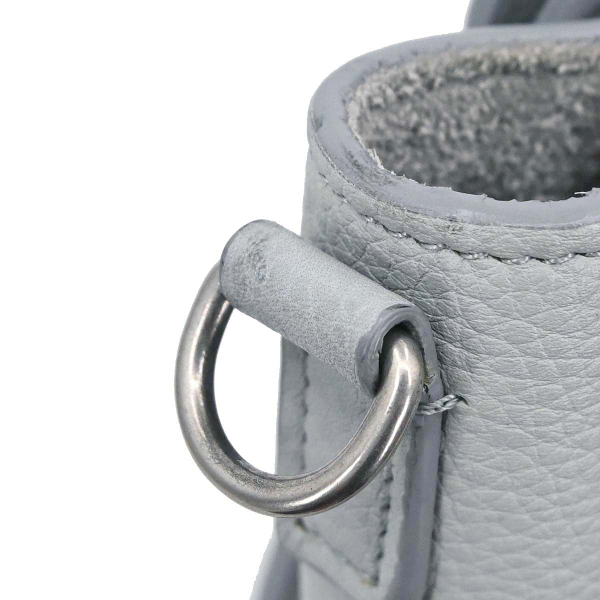 Celine Gray Leather Nano Luggage 2way Shoulder Tote Handbag