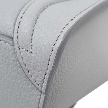 Celine Gray Leather Nano Luggage 2way Shoulder Tote Handbag