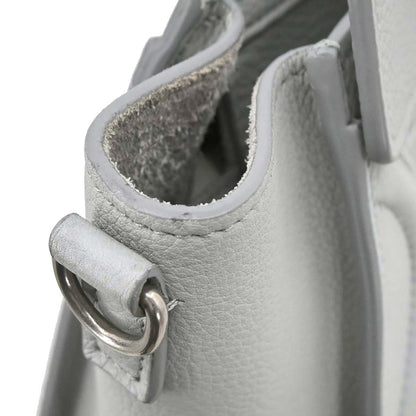 Celine Gray Leather Nano Luggage 2way Shoulder Tote Handbag