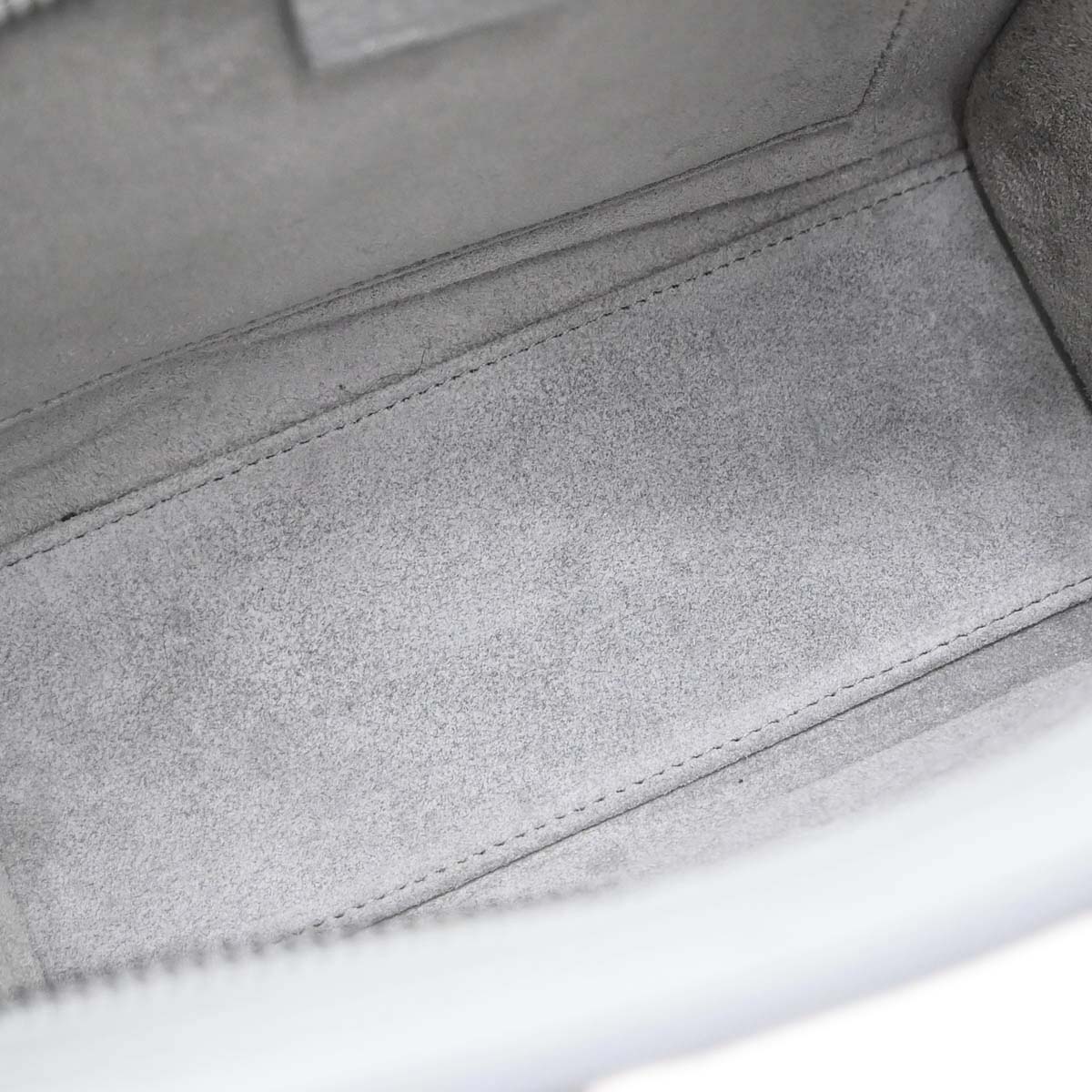 Celine Gray Leather Nano Luggage 2way Shoulder Tote Handbag