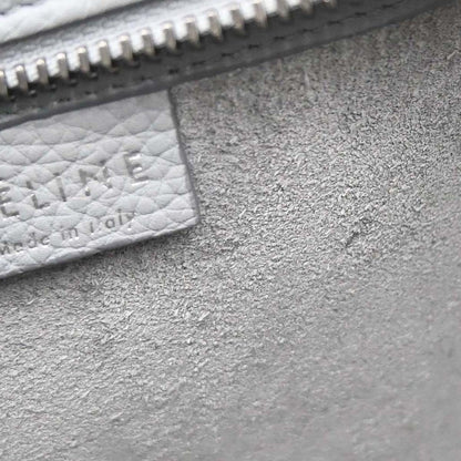 Celine Gray Leather Nano Luggage 2way Shoulder Tote Handbag