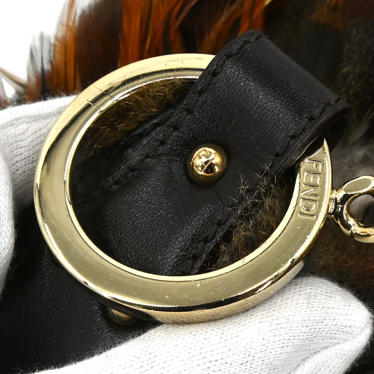 Fendi Brown Feather Rabbit Fur Hobo Handbag