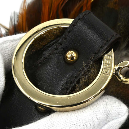 Fendi Brown Feather Rabbit Fur Hobo Handbag