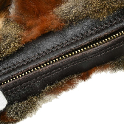 Fendi Brown Feather Rabbit Fur Hobo Handbag