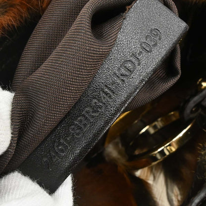 Fendi Brown Feather Rabbit Fur Hobo Handbag