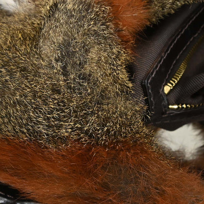 Fendi Brown Feather Rabbit Fur Hobo Handbag