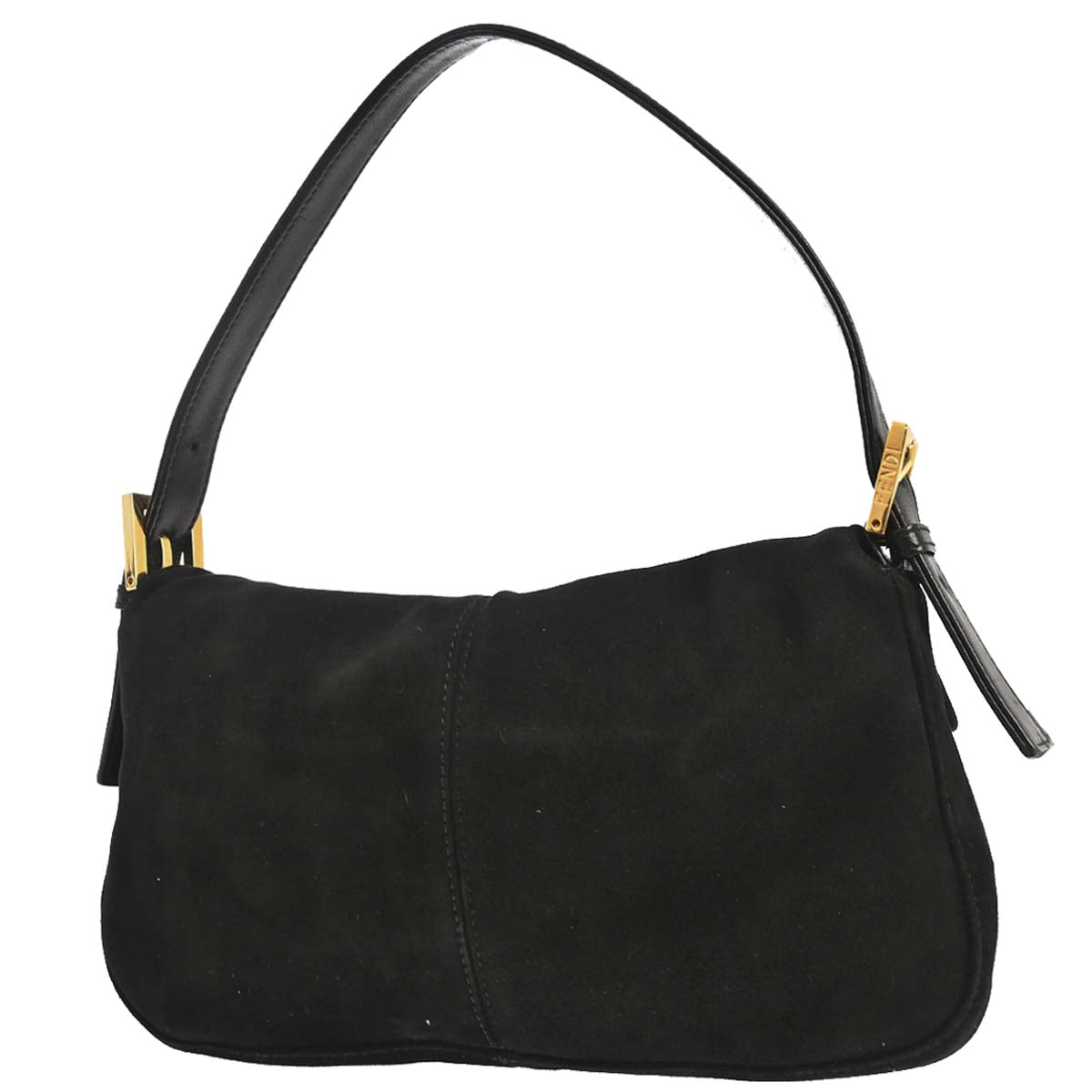 Fendi Black Suede Baguette Handbag