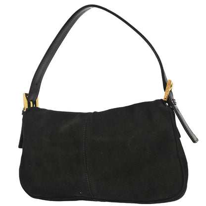 Fendi Black Suede Baguette Handbag