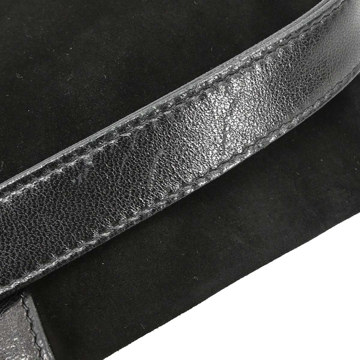 Fendi Black Suede Baguette Handbag